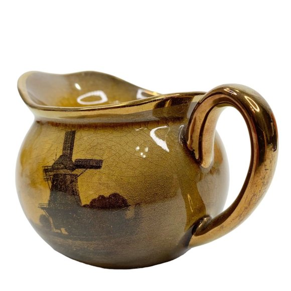 Vintage Ridgways Royal Vistas Ware 3" Creamer Windmill Landscape Brown - Picture 3 of 10